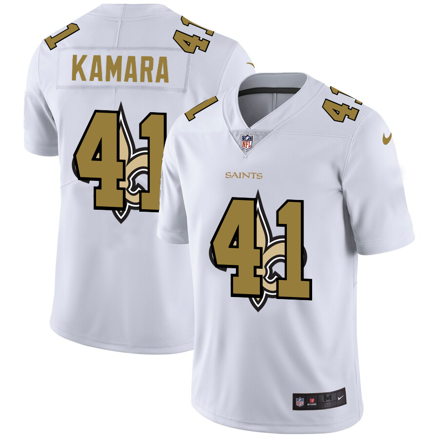Men's New Orleans Saints #41 Alvin Kamara White Shadow Logo Limited Stitched Jersey